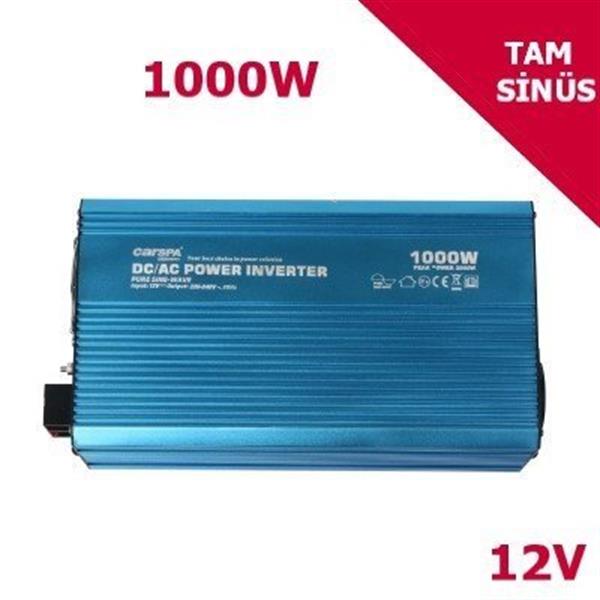 Carspa - CARSPA Güneş Enerji Sistemi İnverteri, Solar Enerji İnverteri 1000W-12V Tam Sinüs İnverter