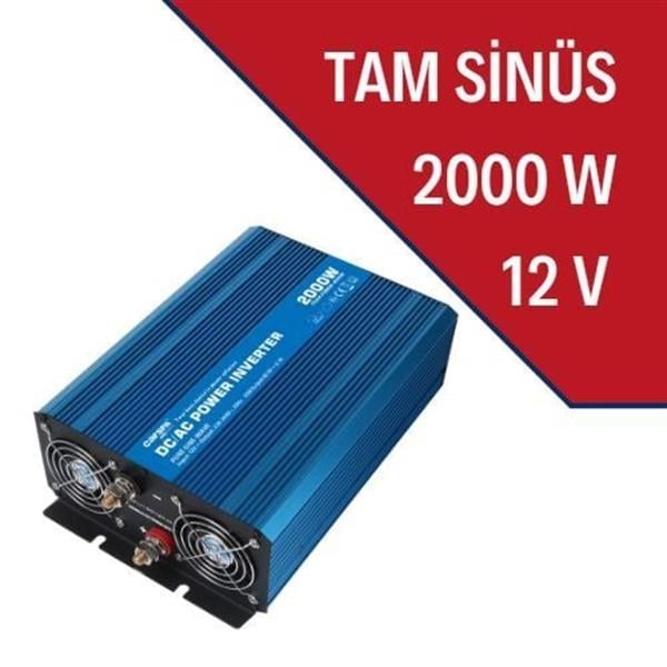 Carspa - CARSPA Güneş Enerji Sistemi İnverteri, Solar Enerji İnverteri 2000W-12V Tam Sinüs İnverter