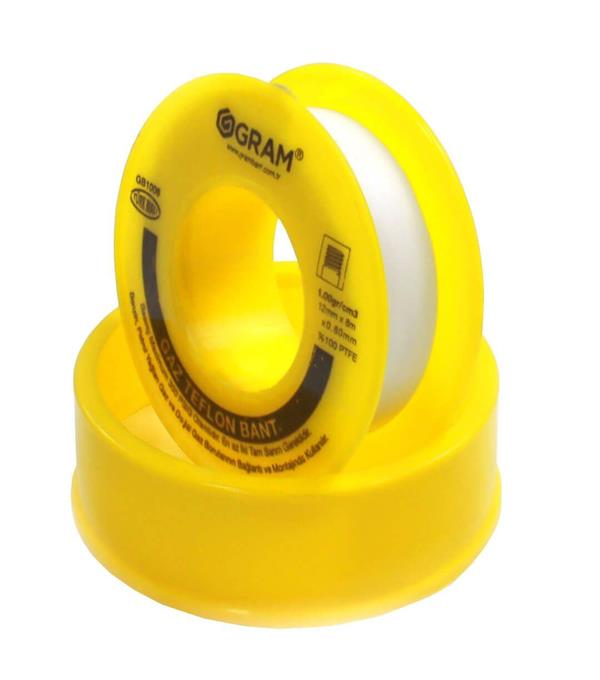 Gram - Gram Doğalgaz Teflon Bant Sızdırmazlık Bandı 12 mm x 8 Mt 10 Adet - YERLİ ÜRETİM