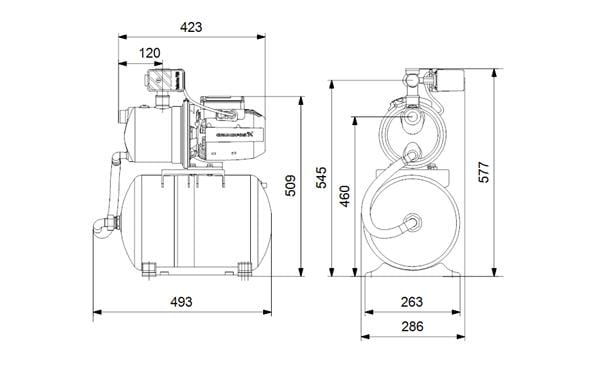Grundfos - Grundfos JP 4-54 PT-H Paslanmaz Jet Hidrofor 20 Lt Tanklı - 4 Kat 6 Daire