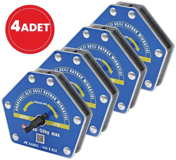Kampa - Çırak-50M/A Manyetik Kaynak Gönyesi 4 ADET  On-Off Anahtarlı 6 Açılı, 35-50 Kg Kaynak Tutucu Mıknatıs