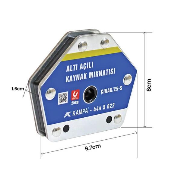 Kampa - Çırak/25S Manyetik Kaynak Gönyesi 4 ADET 6 Açılı, 25 Kg Kaynak Tutucu Mıknatıs
