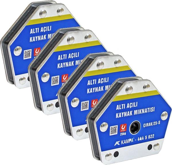 Kampa - Çırak/25S Manyetik Kaynak Gönyesi 4 ADET 6 Açılı, 25 Kg Kaynak Tutucu Mıknatıs