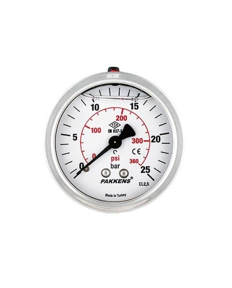 Pakkens - Pakkens 0-1 Bar 63 mm Arkadan Bağlantılı Panotipi Gliserinli Manometre G 1/4 inç
