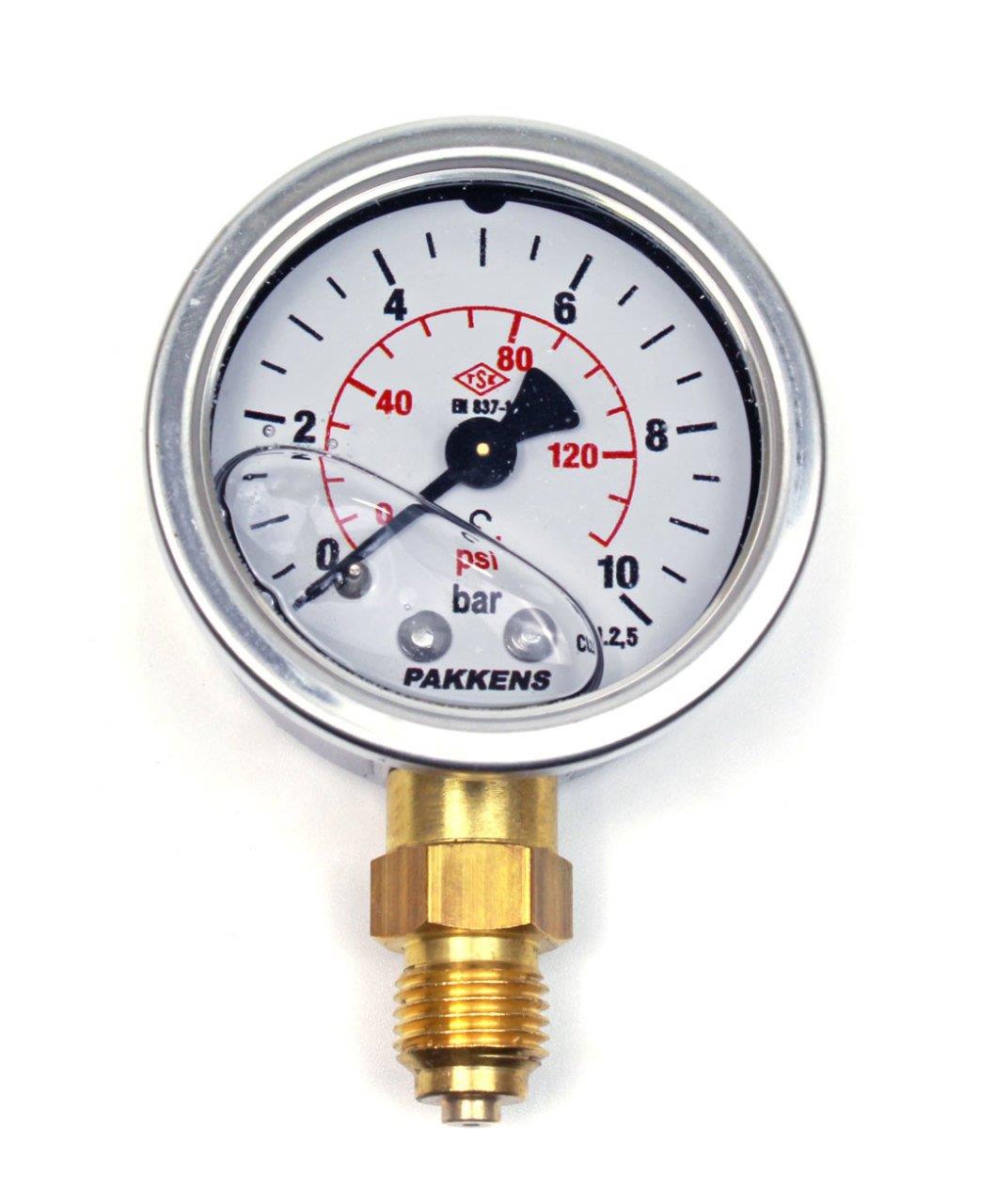 Pakkens - Pakkens 0-10 Bar 50 mm Alttan Bağlantılı Gliserinli Manometre G 1/4 inç