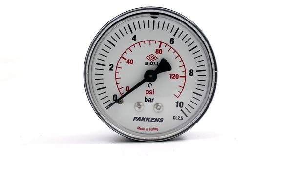 Pakkens - Pakkens 0-10 Bar 50 mm Arkadan Bağlantılı Kuru Manometre G 1/8 inç