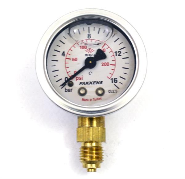 Pakkens - Pakkens 0-16 Bar 100 mm Alttan Bağlantılı Gliserinli Manometre G 1/2 inç