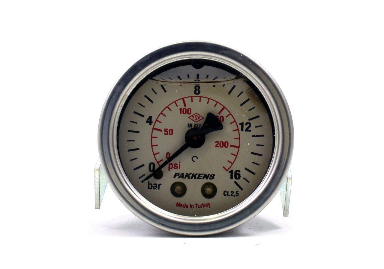 Pakkens - Pakkens 0-16 Bar 100 mm Arkadan Bağlantılı Panotipi Gliserinli Manometre G 1/2 inç