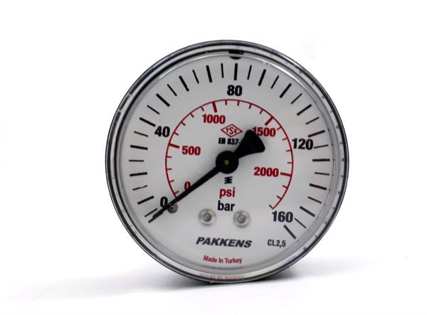 Pakkens - Pakkens 0-160 Bar 50 mm Arkadan Bağlantılı Kuru Manometre G 1/8 inç