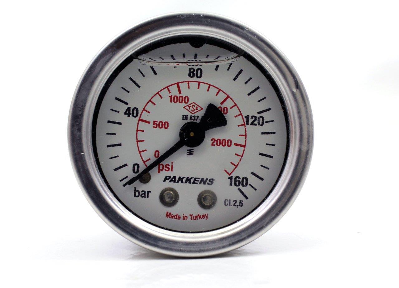 Pakkens - Pakkens 0-160 Bar 63 mm Arkadan Bağlantılı Gliserinli Manometre G 1/4 inç