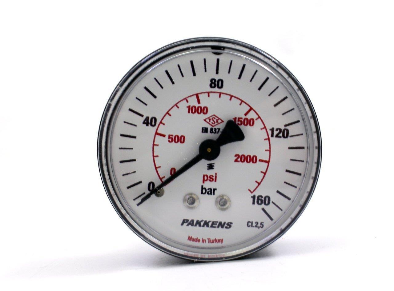 Pakkens - Pakkens 0-160 Bar 63 mm Arkadan Bağlantılı Kuru Manometre G 1/4 inç