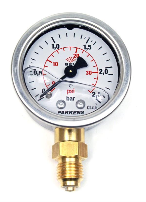 Pakkens - Pakkens 0-2.5 Bar 50 mm Alttan Bağlantılı Gliserinli Manometre G 1/4 inç