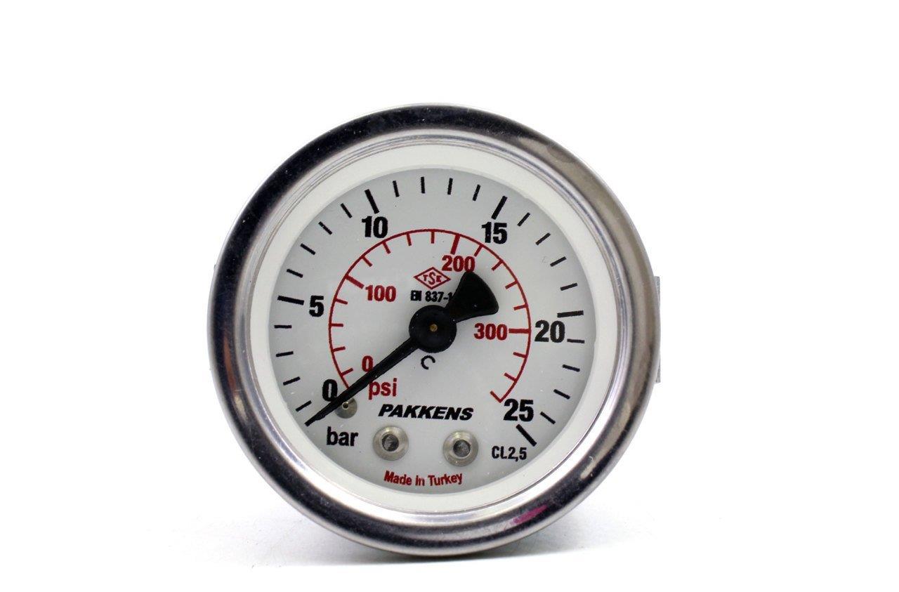 Pakkens - Pakkens 0-25 Bar 50 mm Panotipi Arkadan Bağlantılı Kuru Manometre G 1/8 inç