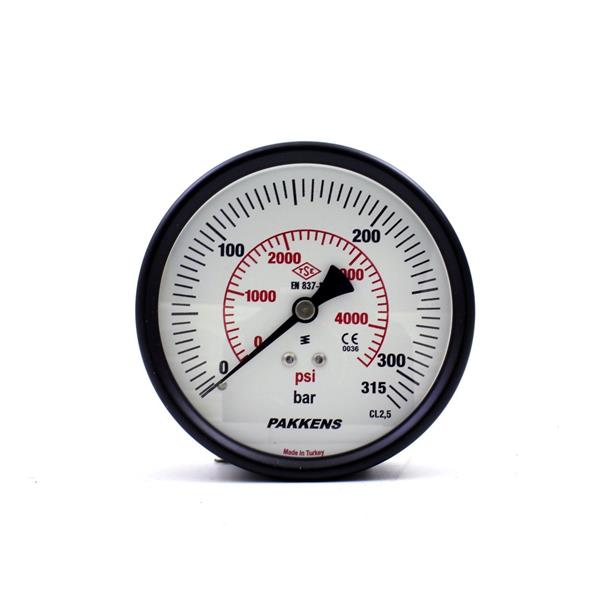 Pakkens - Pakkens 0-315 Bar 100 mm Arkadan Bağlantılı Kuru Manometre G 1/4 inç