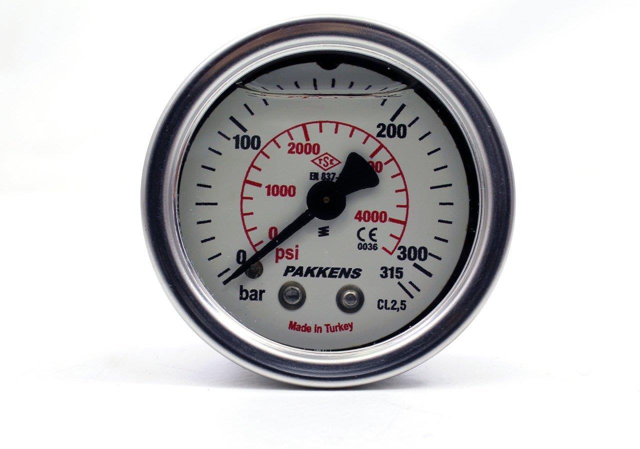 Pakkens - Pakkens 0-315 Bar 50 mm Arkadan Bağlantılı Gliserinli Manometre G 1/4 inç