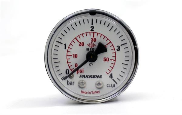 Pakkens - Pakkens 0-4 Bar 50 mm Arkadan Bağlantılı Kuru Manometre G 1/8 inç