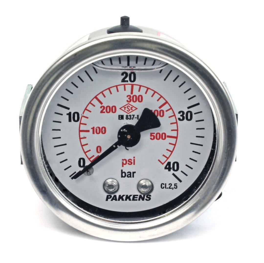 Pakkens - Pakkens 0-40 Bar 50 mm Arkadan Bağlantılı Panotipli Gliserinli Manometre G 1/4 inç