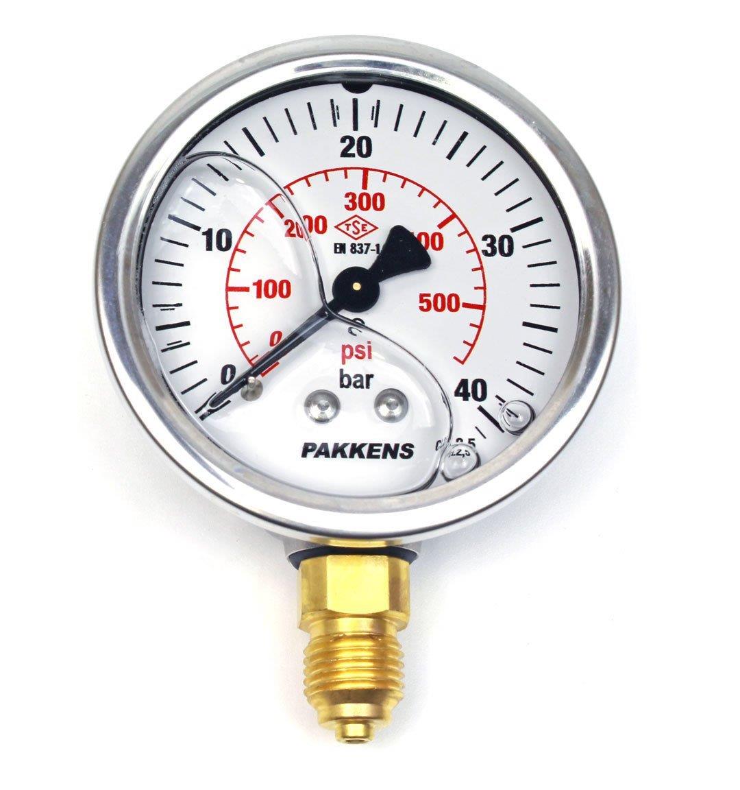 Pakkens - Pakkens 0-40 Bar 63 mm Alttan Bağlantılı Gliserinli Manometre G 1/4 inç