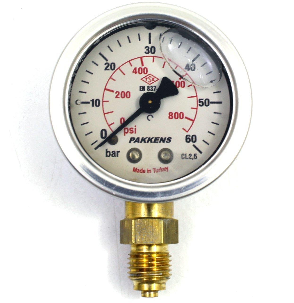 Pakkens - Pakkens 0-60 Bar 50 mm Alttan Bağlantılı Gliserinli Manometre G 1/4 inç