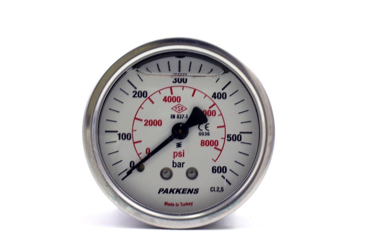 Pakkens - Pakkens 0-600 Bar 63 mm Arkadan Bağlantılı Gliserinli Manometre G 1/4 inç