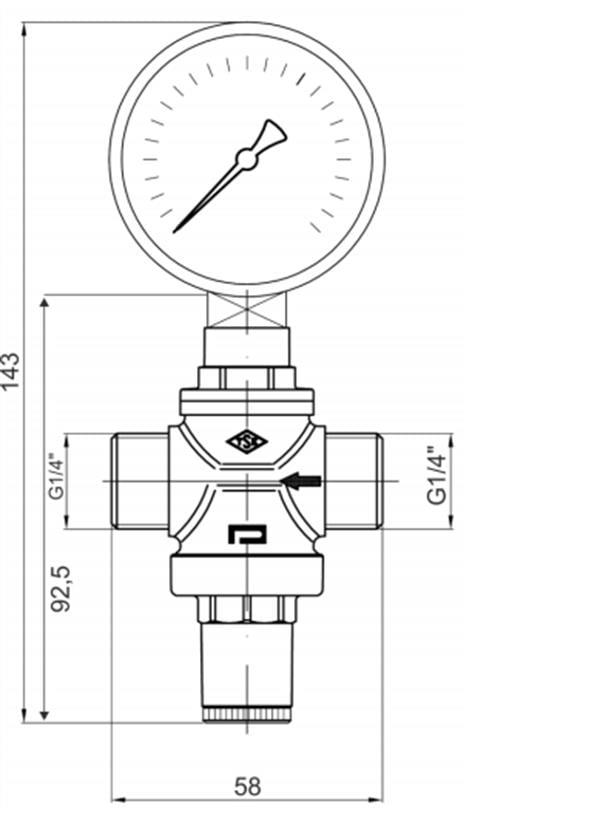 Pakkens - Pakkens 3/4'' Basınç Düşürücü, Basınç Regülatörü Manometreli 20 Bar