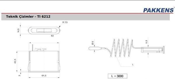 Pakkens - Pakkens 62x12 mm 0/+120 °C Arkadan Bağlantılı Gazlı Termometre 3mt Kapiler Boyu