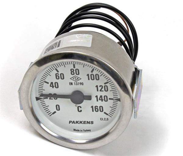 Pakkens - Pakkens Çap 60 0/+160 °C Arkadan Bağlantılı Pano Tip Gazlı Termometre 1mt Pvc Kaplı Kapiler Boyu