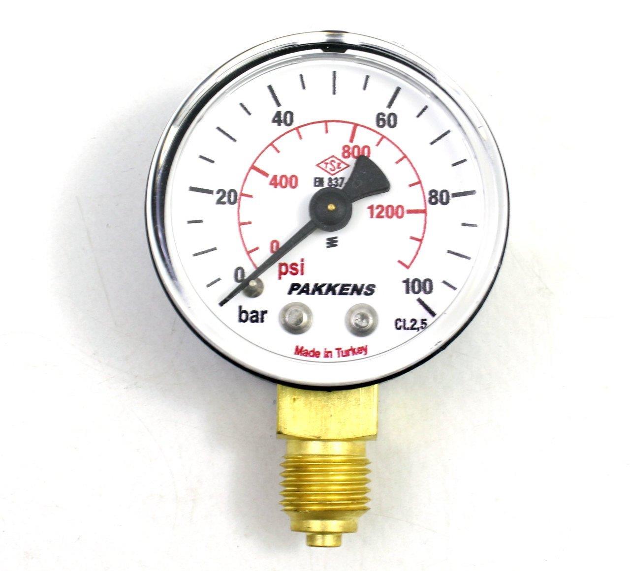 Pakkens - Pakkens Çap 63 0/100 Bar Kuru Tip Basınç Ölçer, Manometre, Basınç Göstergesi 1/4''
