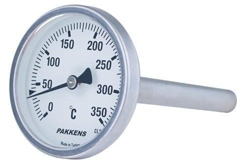 Pakkens - Pakkens Termometre 0-400 °C Çap 63 mm Daldırma Boyu 10 cm Arkadan Bağlantılı G 1/2 inç