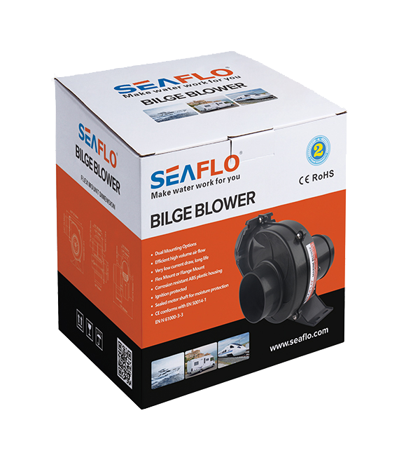 Seaflo - Seaflo SFBB1-130-01 12 Volt 75 mm Blower, Tekne ve Yat Tipi Salyangoz Fan Aspiratör 130cfm