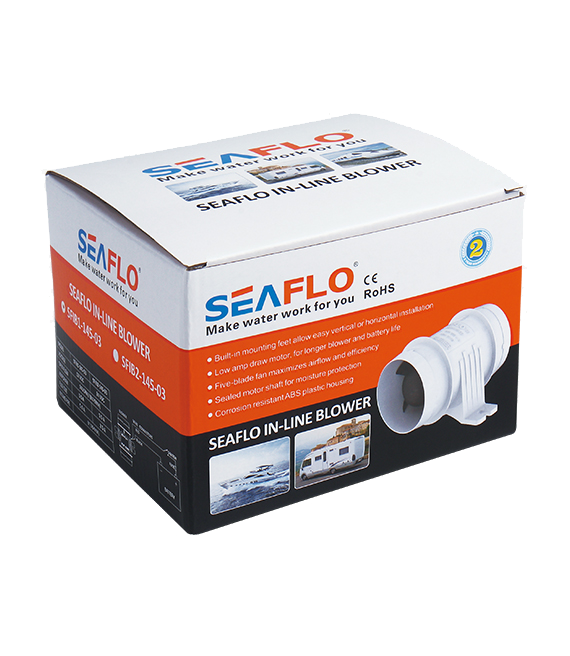 Seaflo - Seaflo SFIB1-145-03 12 Volt 75 mm Blower, Tekne ve Yat Kanal Tipi Fan Aspiratör 145cfm