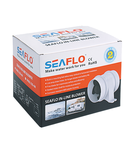 Seaflo - Seaflo SFIB1-235-04 12 Volt 100 mm Blower, Tekne ve Yat Kanal Tipi Fan Aspiratör 235cfm