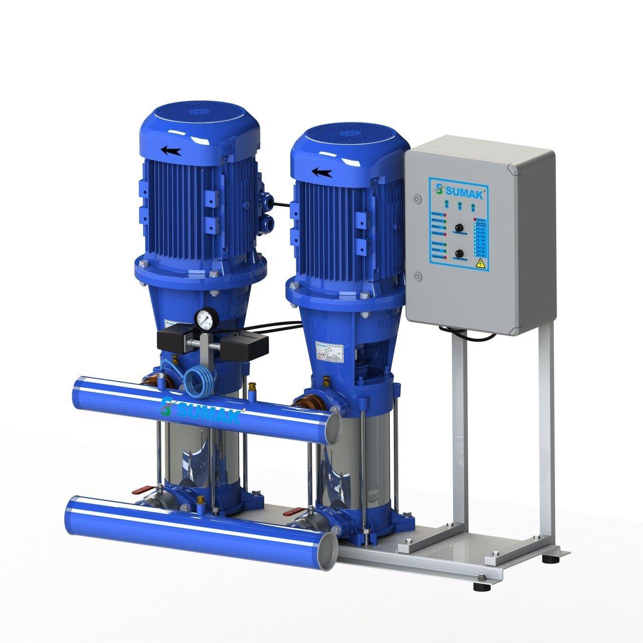 Sumak Pompa - Sumak SHT 24 B 550/4 Düşey Milli Kademeli Çift Pompalı Hidrofor