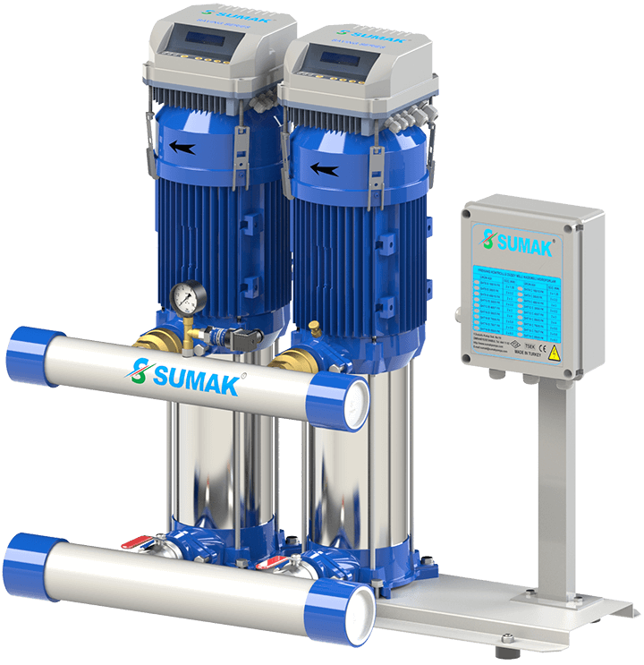 Sumak Pompa - Sumak SHT 6B-180/10-FK Düşey Milli Kademeli Çift Pompalı Frekans Kontrollü Hidrofor 12 KAT 24 DAİRE