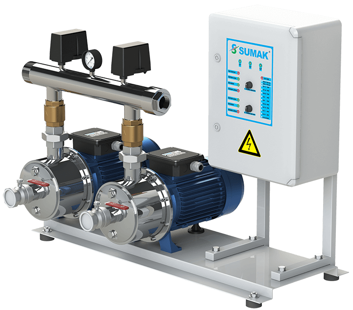 Sumak Pompa - Sumak SMINOX12B 300/3T Emişli Paslanmaz Kademeli Hidrofor 11 Kat 28 Daire