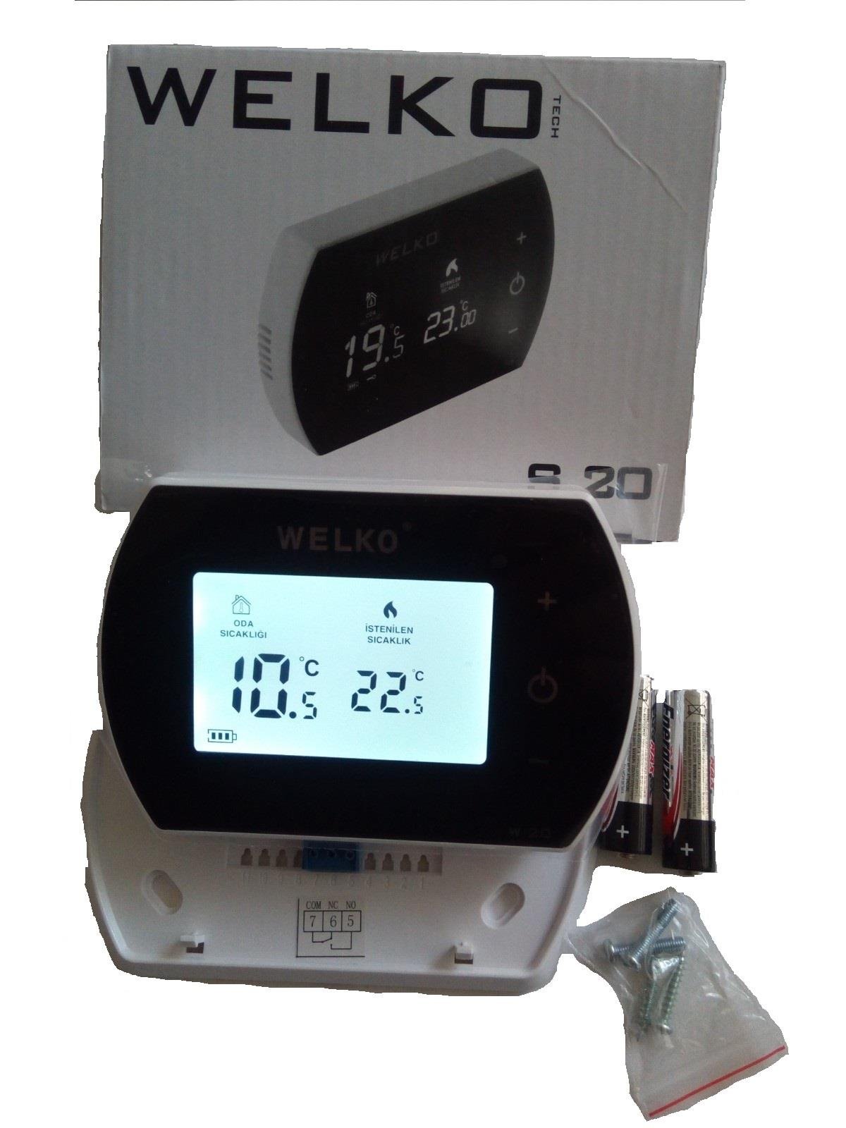 Welko - Welko W20 KABLOLU Oda Termostatı - Dijital Gösterge Dokunmatik Ekran