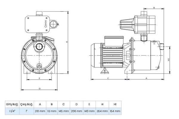 Wilo - Wilo Control SPS 4-47 Jet Pompalı Otomatik Akıllı Hidrofor 5 Kat 10 Daire, 1.3Hp 4.7 Bar