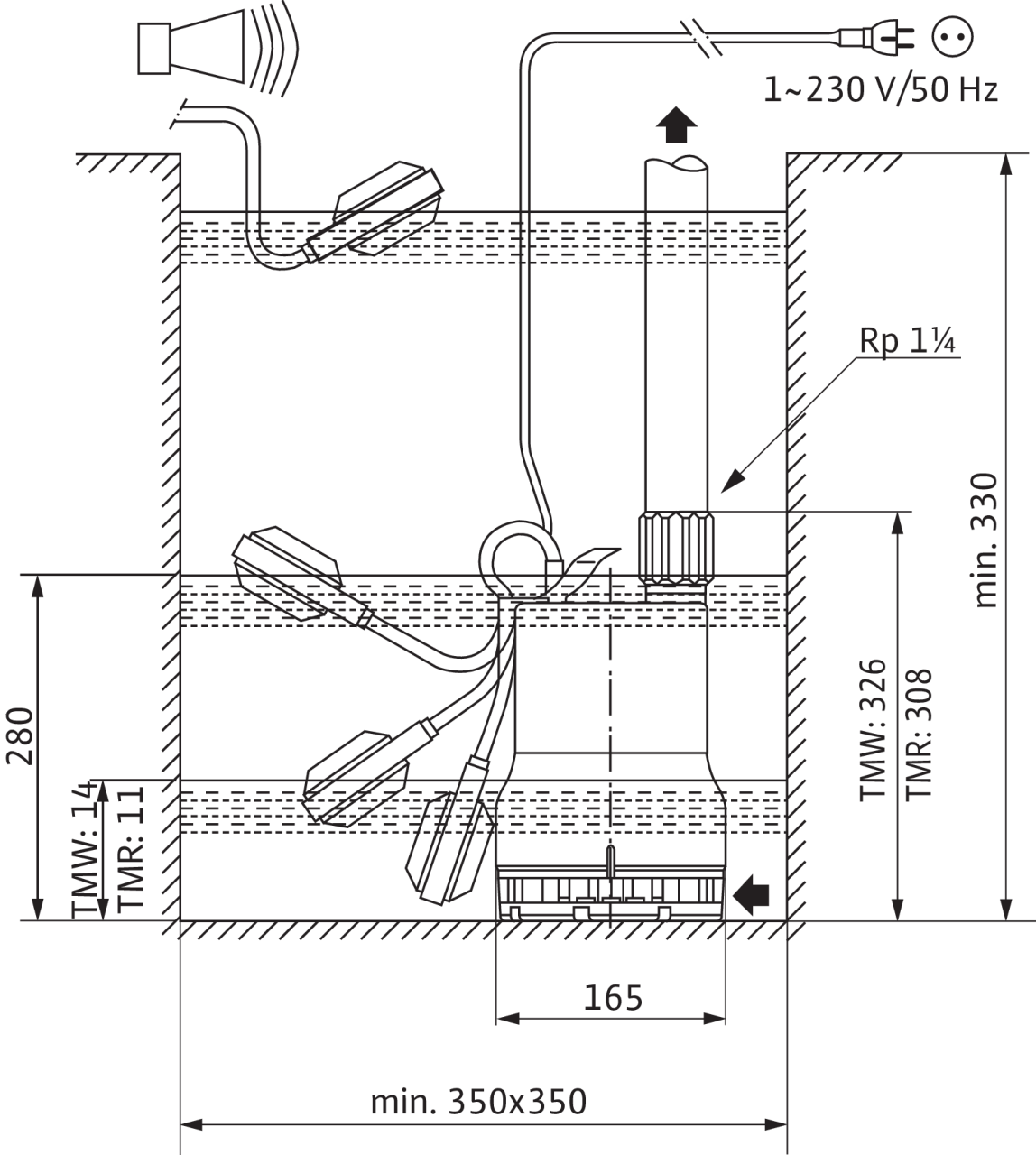 Wilo - Wilo TMW 32/8 Flatörlü Kirli Su Dalgıç Pompa 7 mss 10 m³/h