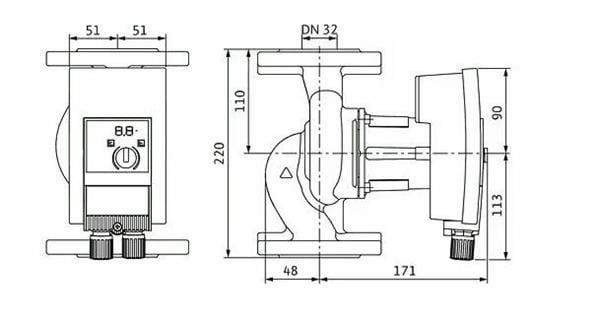 Wilo - Wilo Yonos MAXO 32/0,5-10 Frekans Konvertörlü Sirkülasyon Pompası 10.8 mss 10.6 m³/h