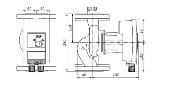 Wilo - Wilo Yonos MAXO 32/0,5-11 Frekans Konvertörlü Sirkülasyon Pompası 9.6 mss 16.5 m³/h