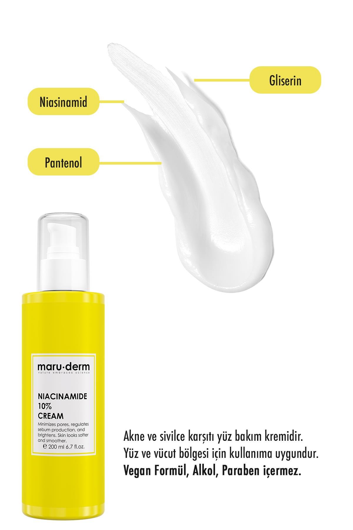 Maruderm Niacinamide %10 Leke Karşıtı Ve Gözenek Sıkılaştırıcı Krem 200 ml