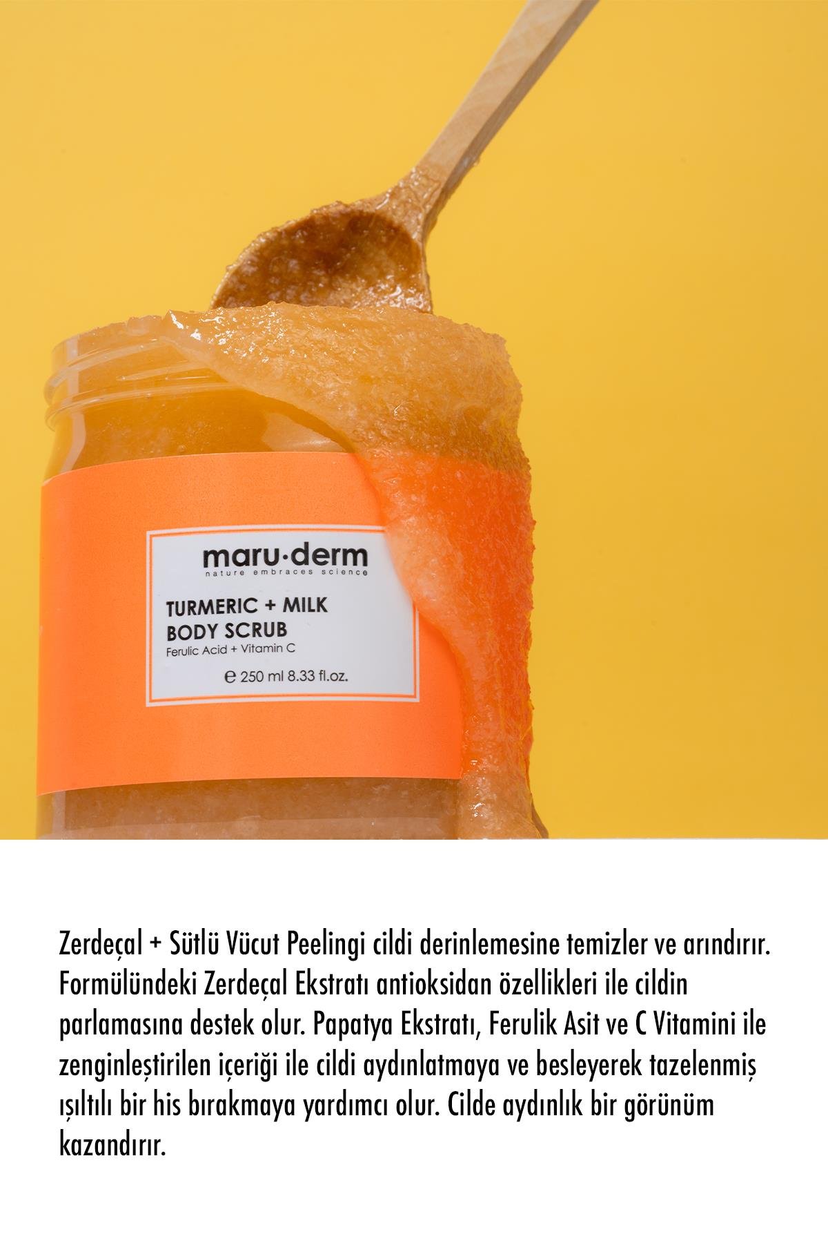 Body Scrub | Zerdeçal + Süt Vücut Peelingi | C Vitamini + Ferulik Asit 250 ML