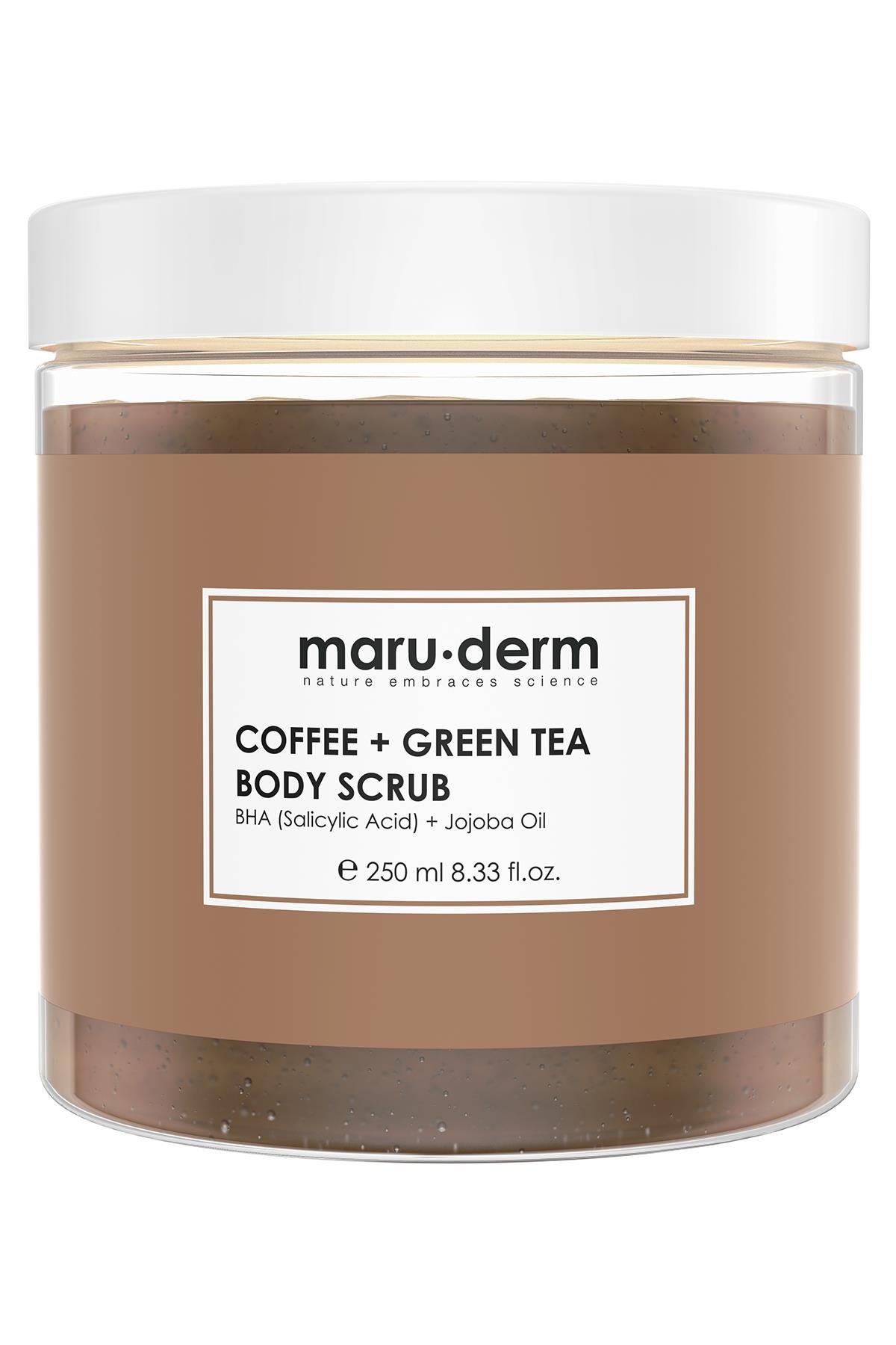 Body Scrub | Kahve + Yeşil Çay Özlü Vücut Peelingi | BHA + Jojoba Yağı 250 ML
