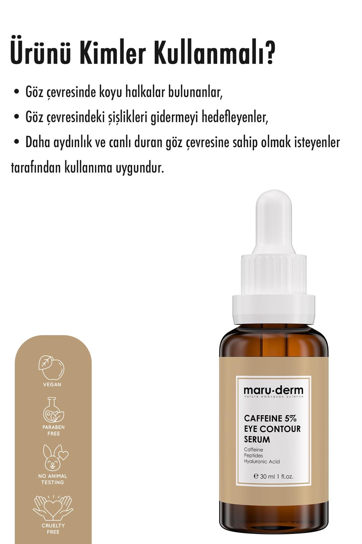 Maruderm Caffeine %5 + Peptides + Hyalüronik Asit Göz Çevresi Serumu 30 ml