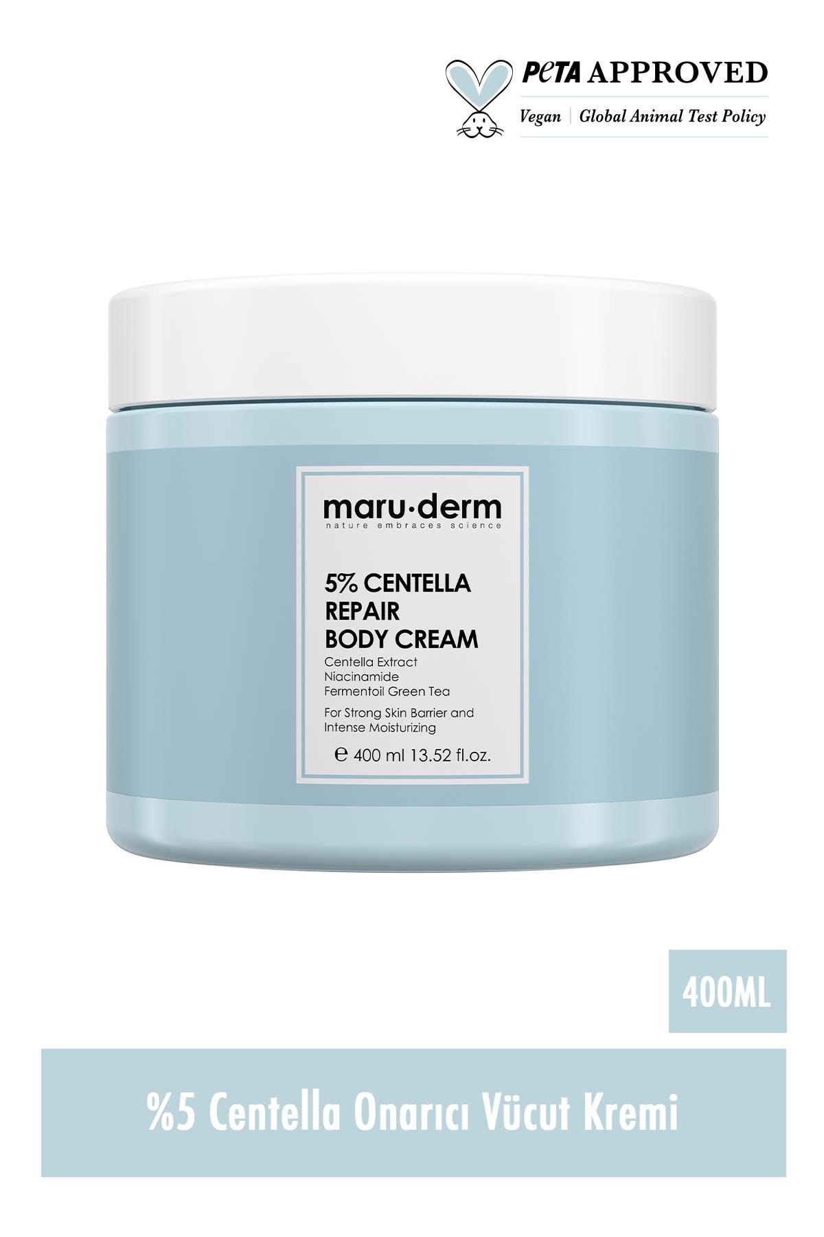 Maruderm Centella Vücut Kremi | Centella Ekstraktı + Niacinamide + Fermentoil Yeşil Çay 400 ML