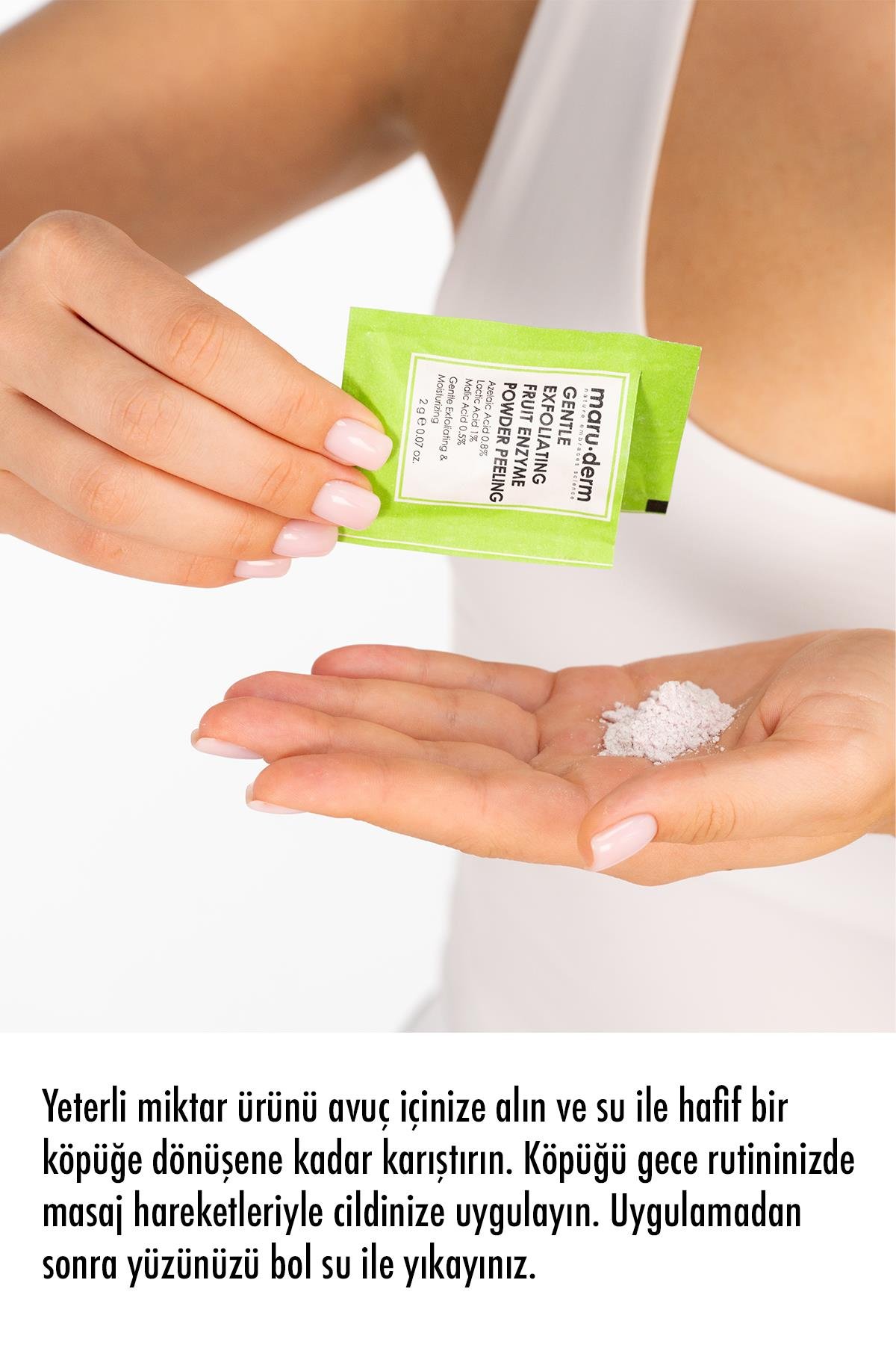 Maruderm AHA Meyve Enzim Hassas Toz Peeling 60 GR (Azelaic Acid 0,8% + Lactic Acid 1% + Malic Acid 0.5%)