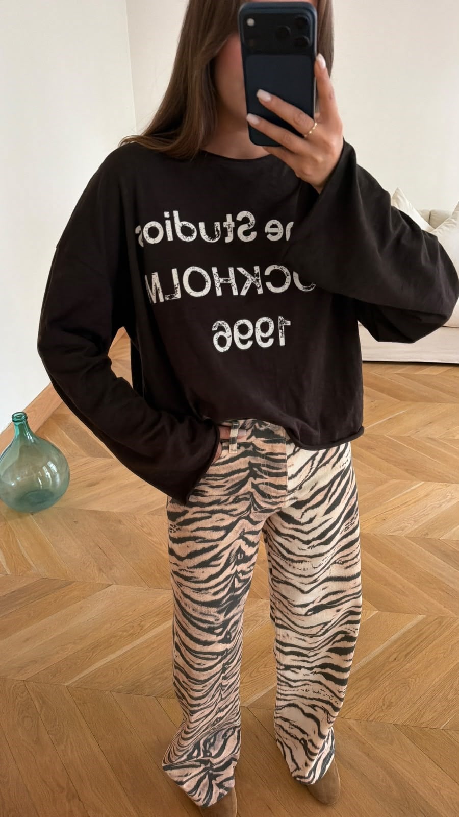 Acı Kahve Yazı Basılı Oversize T-Shirt