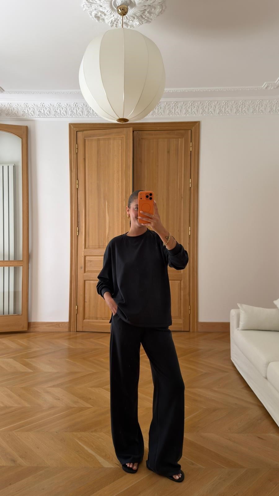 Antrasit Bisiklet Yaka Modal Kumaş Sweat Eşofman Takım