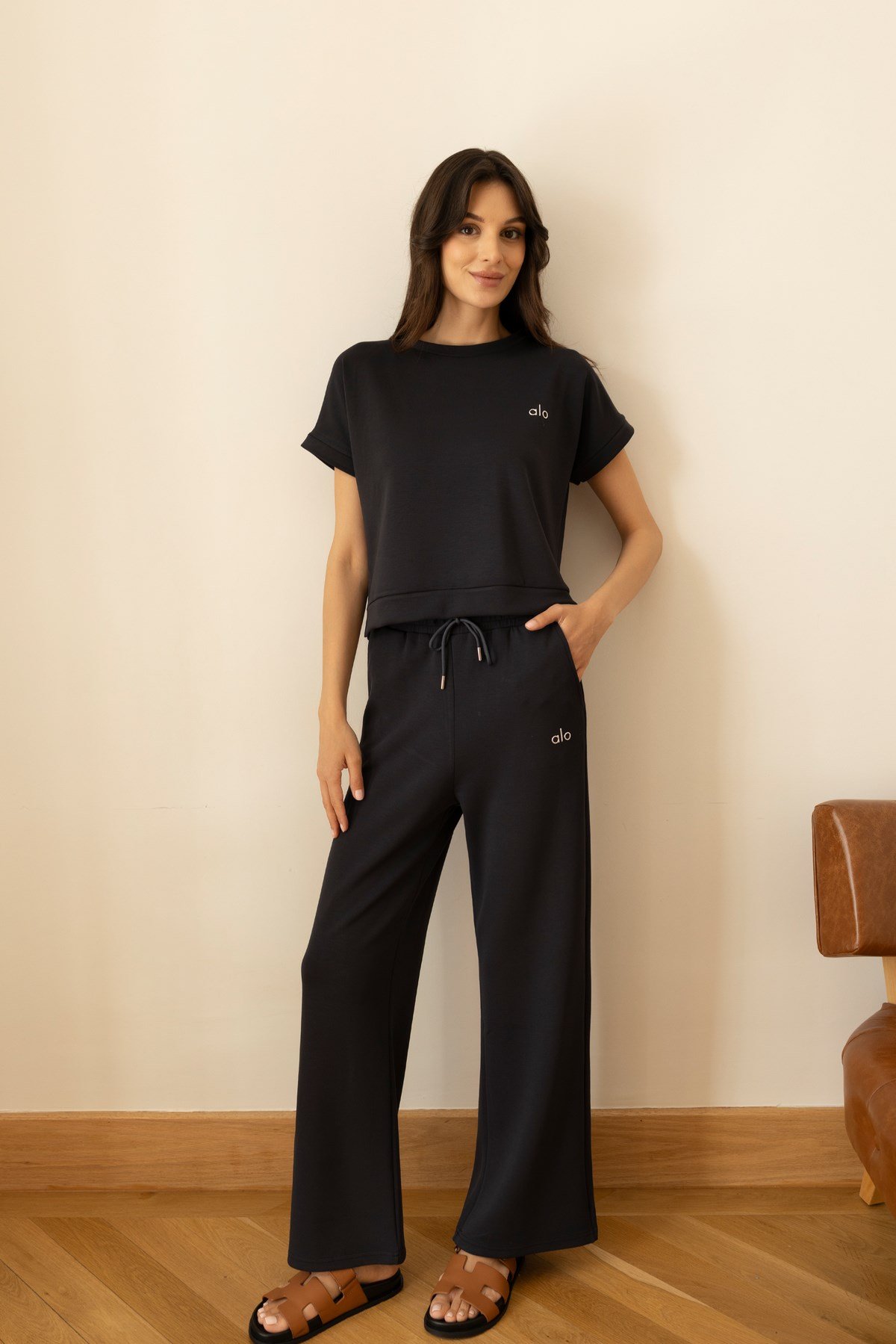 Antrasit Logo Detaylı Kısa Kol T-Shirt Eşofman Takım