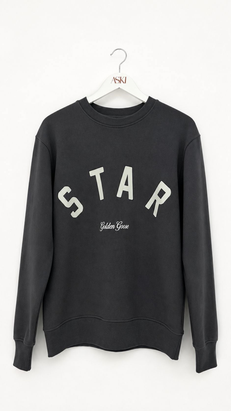 Antrasit Star Yazı Baskılı Bisiklet Yaka SweatShirt